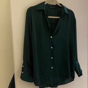 Zara Dark Green Button-Down Shirt